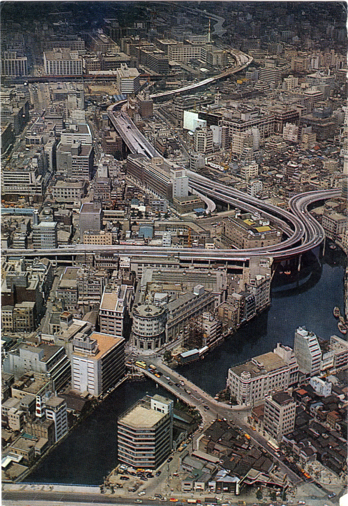 Aerial view, Tokyo Stock Exchange at Yoroibashi, c. 1965. | Old Tokyo