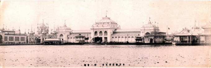 Meiji Industrial Exhibition Main Hall, Shinobazu Pond, 1907.