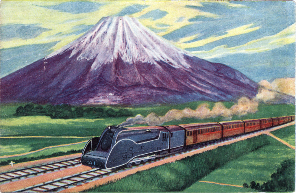 C55 Streamlined Locomotive and Mt. Fuji, c. 1940. | Old Tokyo